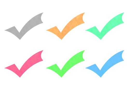 Colorful check mark set of old colored paper