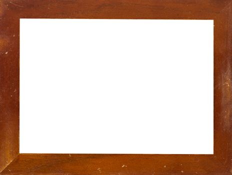 Vintage picture frame, wood plated, white background, clipping path included
