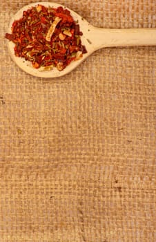 Spices on burlap