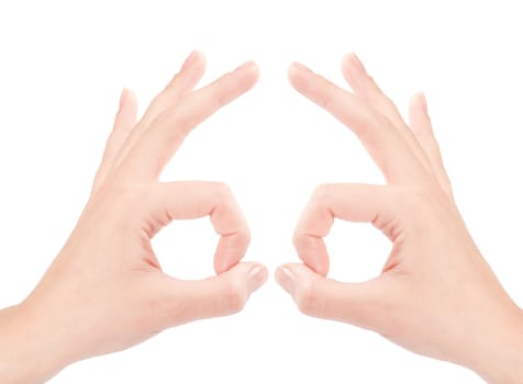 Hand OK sign isolated on white background