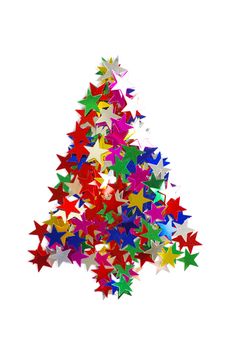 Christmas tree composed of colored stars.