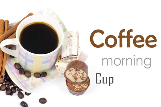 Cup of coffee on white