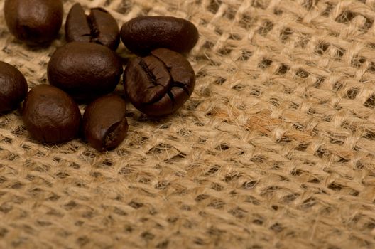 Coffee beans on sack(burlap)