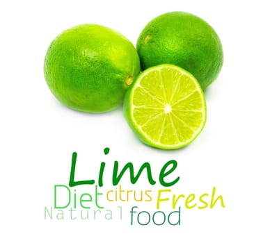 Fresh ripe lime. Isolated on white background