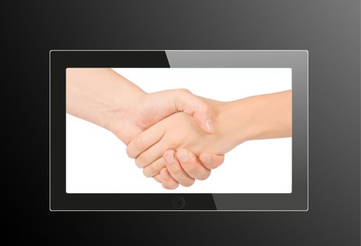 Black generic tablet pc, 3d render.