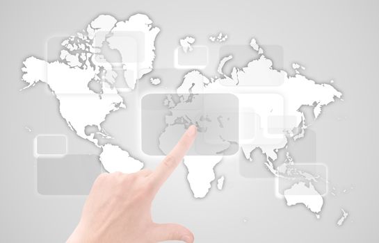 touch screen interface with world map