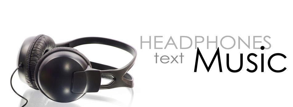 black headphones isolated on white background