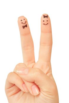 Painted finger smiley isolated on white
