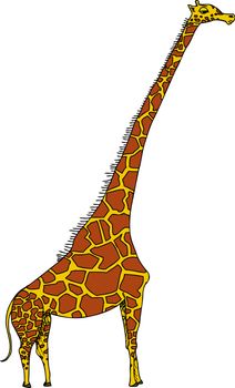 Cute cartoon giraffe standing over isolated white background