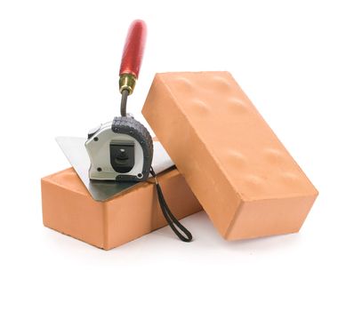 bricks trowel and tapeline