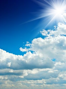 contrast blue sky with sun