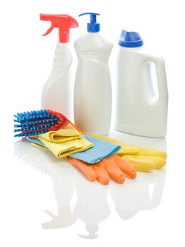 group of cleaning objects