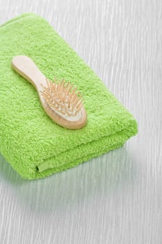 hairbrush and towel