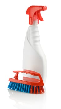 bottle and brush isolated