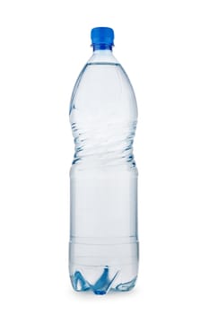 bottle blue with water isolated on a white background