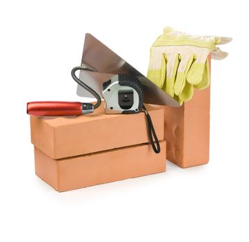 bricks with tools for building