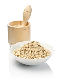 cereal in bowl and in mortar