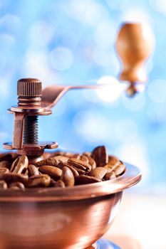 close up of coffee grinder on the blurred background