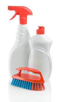 detergents and brush isolated