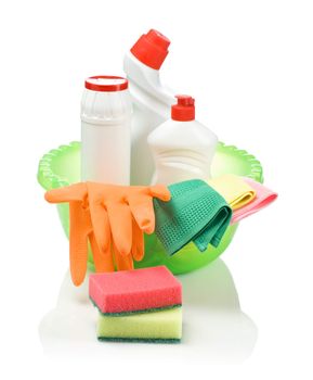 basin with cleaning means