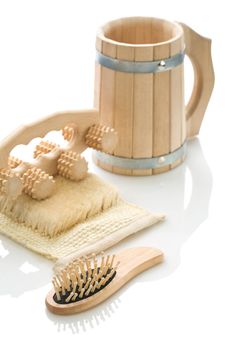 Bast massager hairbrush and mug