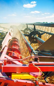 combine harvester very close up