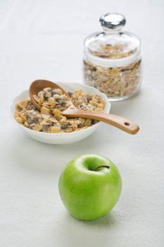 healthy food on white towel