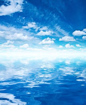 blue sky and water
