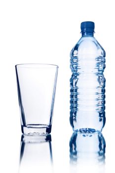 bottle and glass isolated
