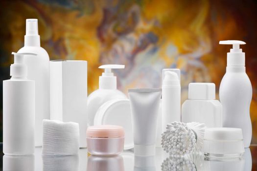 big set of skincare items