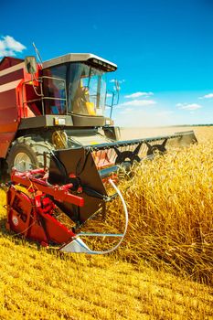 combine harvester close up
