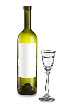 empty wine bottle and glass
