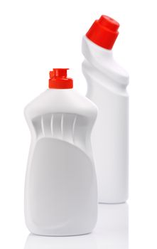 isolated white bottles for clean