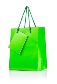 a green paper bag