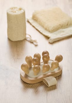 bast bath sponge and massager