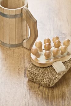 bath sponge and massager with mug