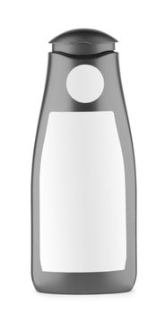 black isolated bottle of shampoo