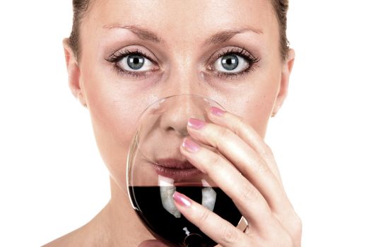 Young Woman Drinking Wine. Model Released