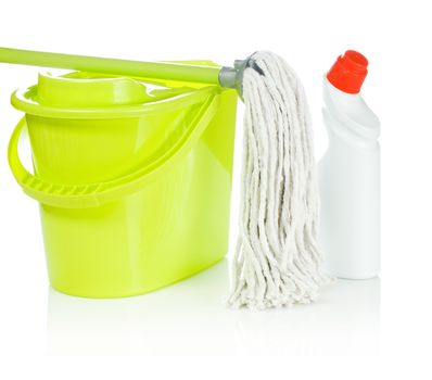 bucket bottle and mop