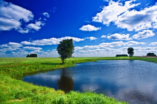 lake on a field