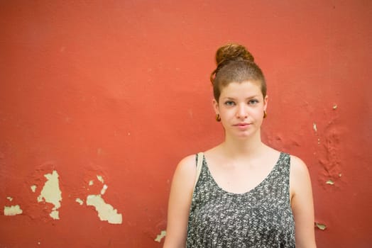 beautiful stylish modern young woman in the city