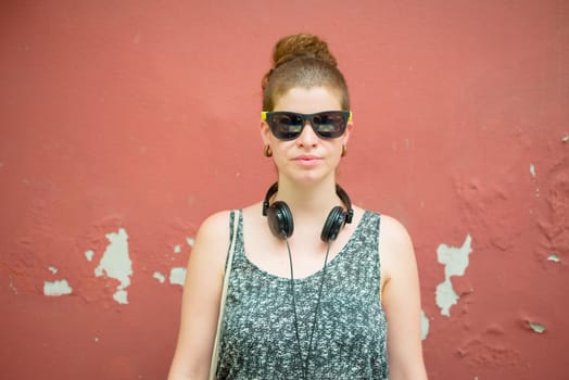 beautiful stylish modern young woman in the city