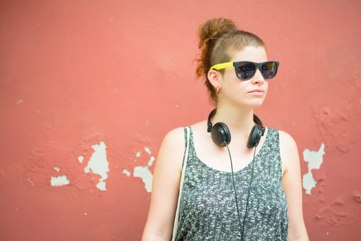 beautiful stylish modern young woman in the city