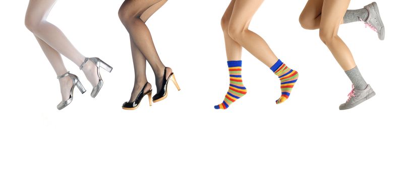 Photo of the elegant woman legs in the various clothes