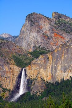 Bridalveil fall from Tunnel view tourist destination in Yosemite National Park california