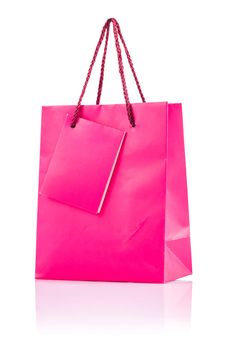 pink paper bag isolated