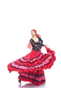 Lady in Gypsy costume dancing flamenco