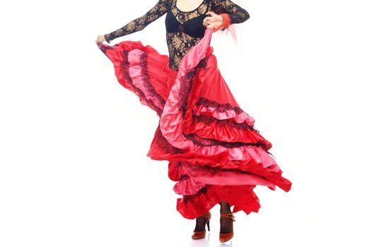 Body part of the woman dancing flamenco