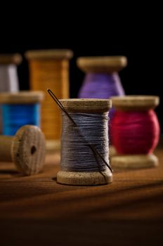 bobbins with sewing treads
