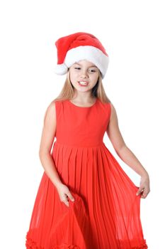 portrait of little girl in santa hat